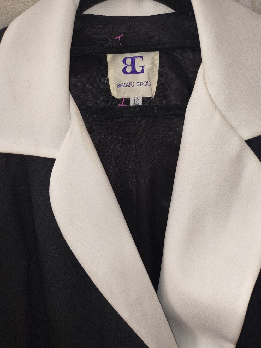 Bahari Black Midi Dress with White Shawl Collar - Picture 2 of 5